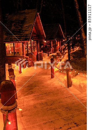 【北海道富良野の冬】夜のニングルテラス　1月　 85911117