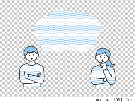 Illustration material of balloons Young men and women thinking Illustration material of balloons Young men and women thinking 85911159