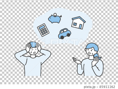 Illustration material that young men and women are worried about future money Illustration material that young men and women are worried about future money 85911162