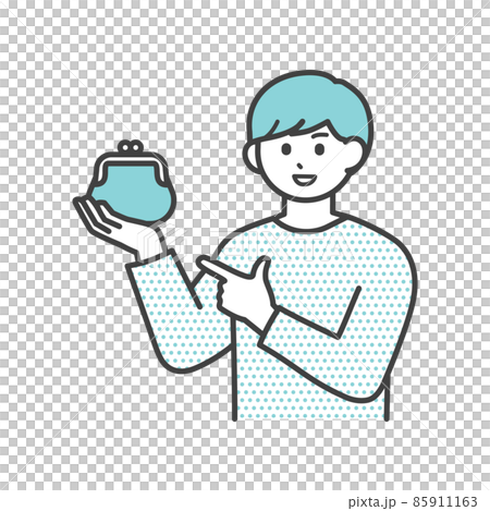 Illustration material that a young man has a purse Illustration material that a young man has a purse 85911163