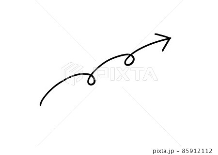 イラスト素材 シンプルな黒の手描き矢印マーク 透過のイラスト素材