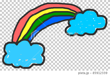 Illustration of a deformed rainbow and clouds Illustration of a deformed rainbow and clouds 85912339