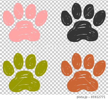手描き風な動物の肉球イラスト 85912771