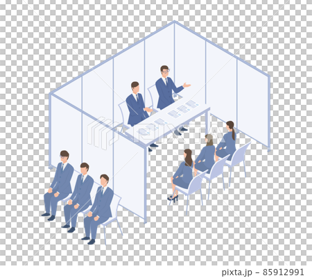 Isometric illustration of a job interview held in a company 85912991