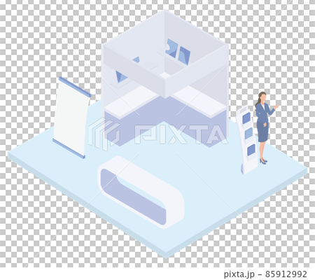 展示会に出展するブースのアイソメイラスト 展示会に出展するブースのアイソメイラスト 85912992