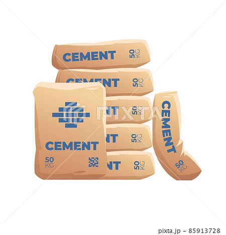 Cement Sacks. Pack bag cemented powder, sack with industry material for construction building, cementing masonry production, industrial bags, cartoon recent vector illustration Cement Sacks. Pack bag cemented powder, sack with industry material for construction building, cementing masonry production, industrial bags, cartoon recent vector illustration 85913728