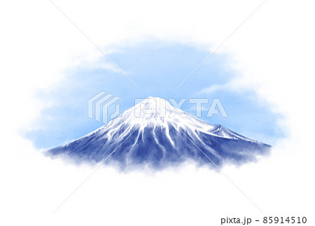 デジタル水彩で描いた雪の富士山 85914510