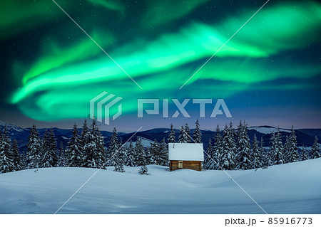 Fantastic landscape with northen light Fantastic landscape with northen light 85916773