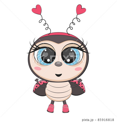 Cute cartoon ladybug, ladybird. Incect. Vector illustration. Cute cartoon ladybug, ladybird. Incect. Vector illustration. 85916818
