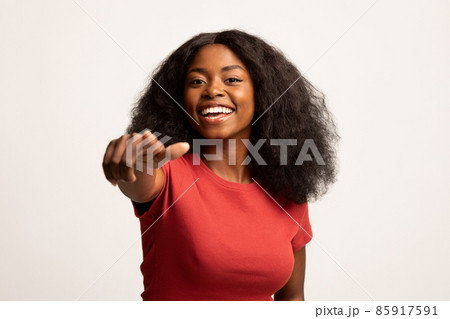 You Are Next. Cheerful Young Black Woman Pointing Finger At Camera 85917591