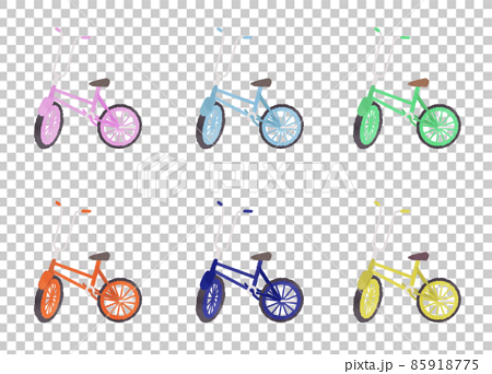 かわいい小型自転車のイラストセットのイラスト素材