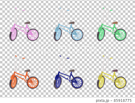 かわいい小型自転車のイラストセットのイラスト素材