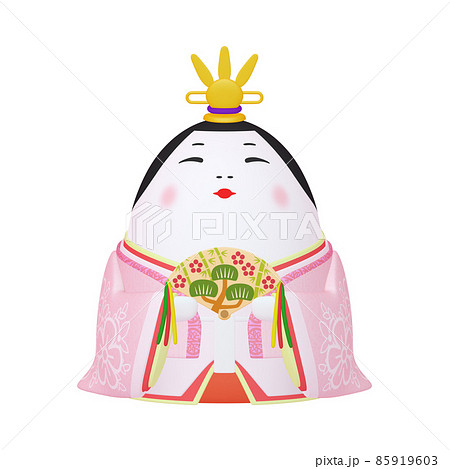 ひな祭りのイラスト素材　キャラクター　玉子のひな人形　お雛様（2_2） 85919603
