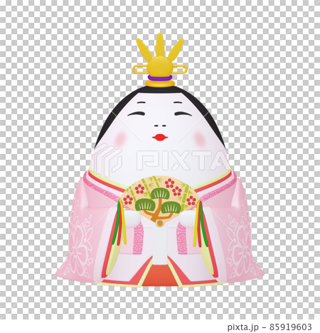 ひな祭りのイラスト素材　キャラクター　玉子のひな人形　お雛様（2_2） 85919603