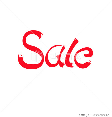red text sale on white background. paint smear imitation, lettering 85920942