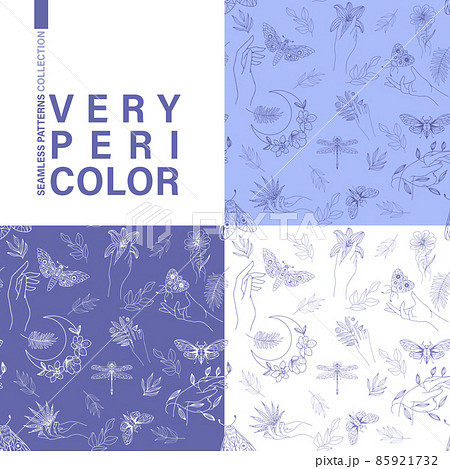 A collection of seamless patterns in very peri color. 85921732
