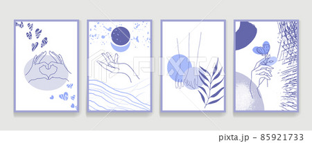 A set of abstract posters, a cover with a minimal palette design very peri. 85921733