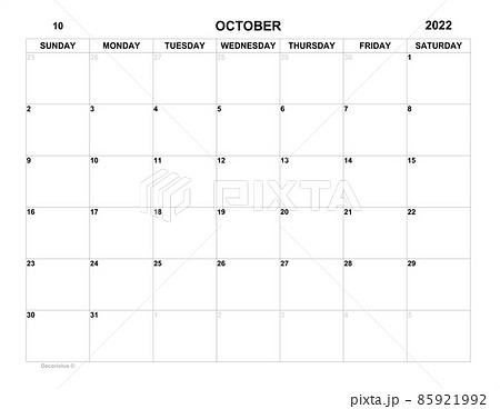 Planner for october 2022. Schedule for month. Monthly calendar. Organizer 85921992