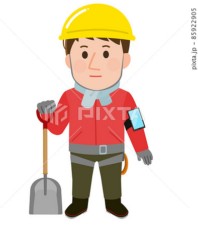 雪下ろし作業をする男性　安全な装備　イラスト 85922905