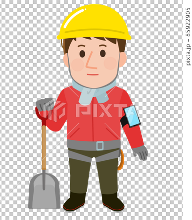 雪下ろし作業をする男性　安全な装備　イラスト 85922905