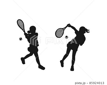 テニス シルエット 女子テニス部 クラブ活動 部活 スポーツ 女の子 イラストのイラスト素材