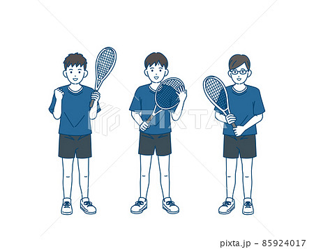 テニス 男子テニス部 クラブ活動 部活 スポーツ 男の子 全身 イラストのイラスト素材