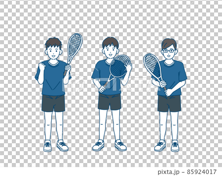 テニス　男子テニス部　クラブ活動　部活　スポーツ　男の子　全身　イラスト 85924017