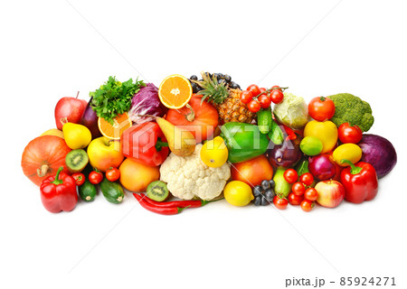 fruits and vegetables isolated on white background. 85924271