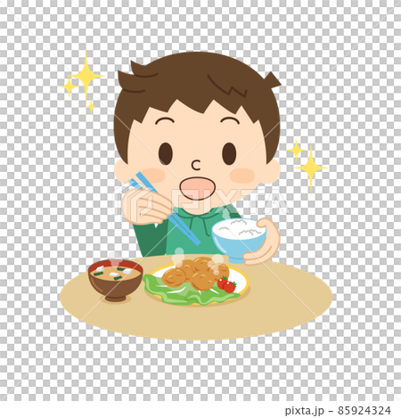 Karaage from a boy who eats with a smile 85924324
