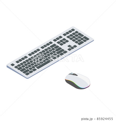 Modern computer keyboard and mouse isometric vector illustration. Modern computer keyboard and mouse isometric vector illustration. 85924455