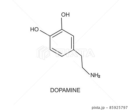 Dopamine icon. Chemical molecular structure. Happy or feel good hormone pictogram isolated on white background. Vector graphic illustration 85925797