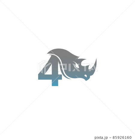 Number 4 with rhino head icon logo template 85926160