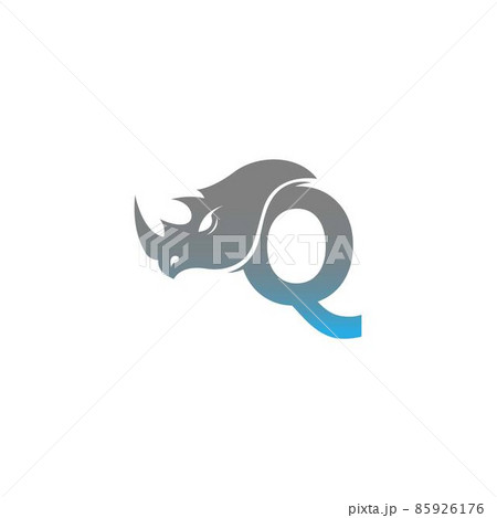 Letter Q with rhino head icon logo template 85926176