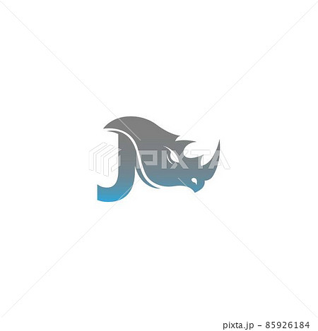 Letter J with rhino head icon logo template 85926184