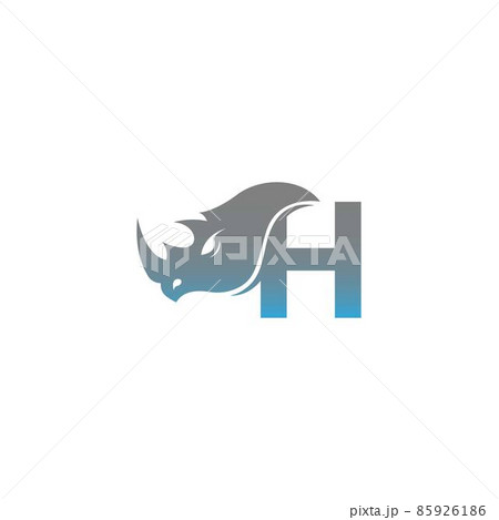 Letter H with rhino head icon logo template 85926186