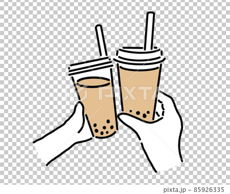 Two people toasting with tapioca milk tea 85926335