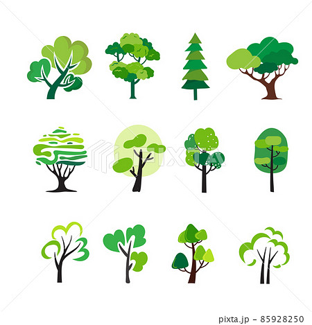 set of Colorful tree vector illustration 85928250