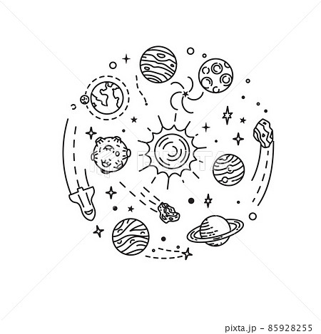 Doodle solar system Hand drawn sketchのイラスト素材 [85928255] - PIXTA