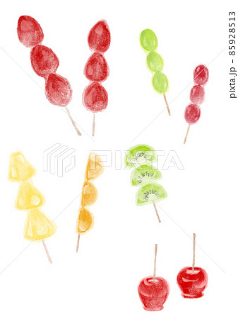 屋台にあるフルーツ飴のイラスト素材