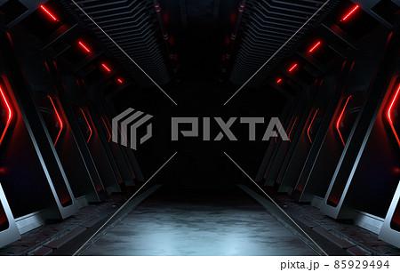 Empty dark room, Modern Futuristic Sci Fi Background. 3D illustration 85929494