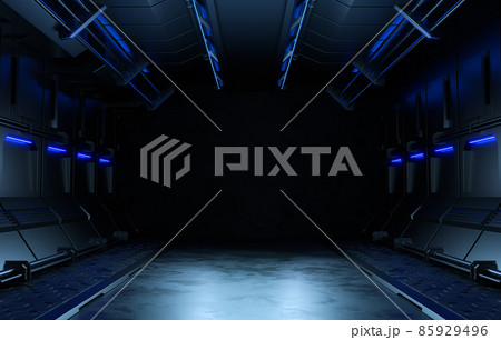 Empty dark room, Modern Futuristic Sci Fi Background. 3D illustration 85929496