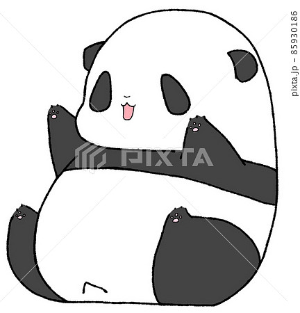 座って手足をひろげる楽しそうな幼いパンダ 85930186