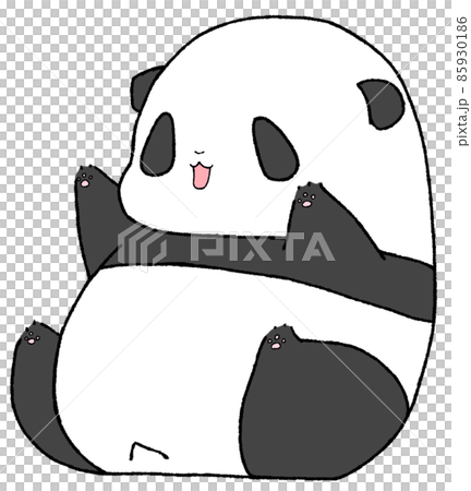 座って手足をひろげる楽しそうな幼いパンダ 85930186