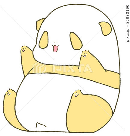 座って手足をひろげる楽しそうな幼いパンダ(黄色) 座って手足をひろげる楽しそうな幼いパンダ(黄色) 85930190