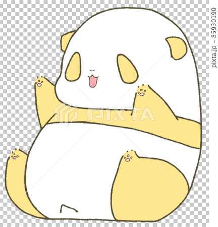 A fun little panda sitting and spreading his limbs (yellow) 85930190