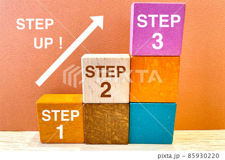 ステップを踏んでいくイメージ STEP1.2.3 85930220