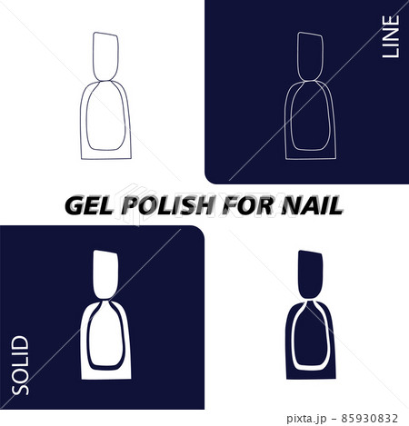 A jar with gel polish for manicure. In lines and solid fill for dark and light backgrounds. Objects and materials for a beauty and fashion salon. Vector illustration. 85930832