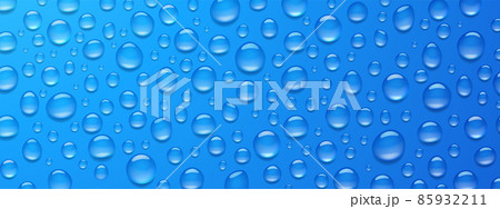 Condensation water drops on blue background, 3d 85932211