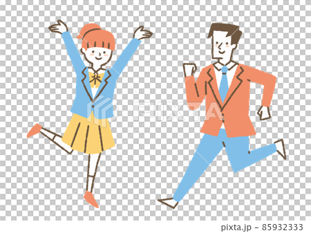 喜んでいる男女の学生_色 85932333