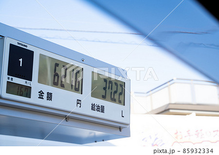 ガソリンスタンドでの給油量と料金 ガソリンスタンドでの給油量と料金 85932334